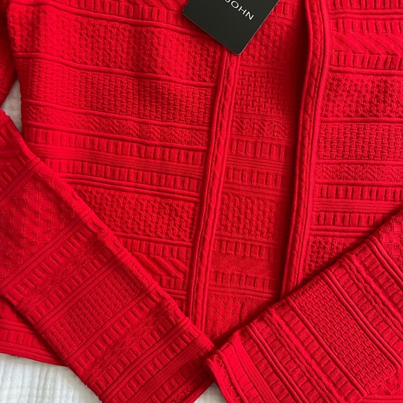 NWT St. John Granita Red Jacquard Knit Hook Blazer Jacket Cardigan 0 $995 - Picture 5 of 5